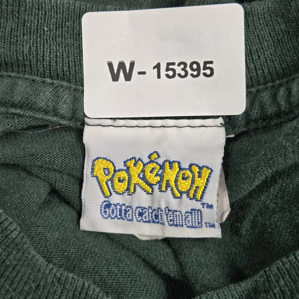 VINTAGE Pokemon x Nintendo Boys Shirt M Green Graphic Characters